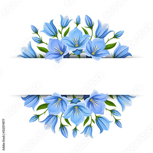 Vector background banner with blue bluebell flowers. photo