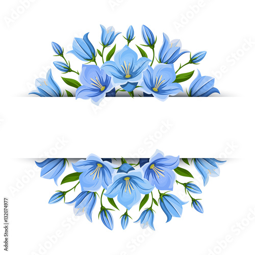 Vector background banner with blue bluebell flowers.