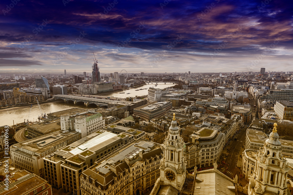 Skyline of London from St Paul's Cathedral