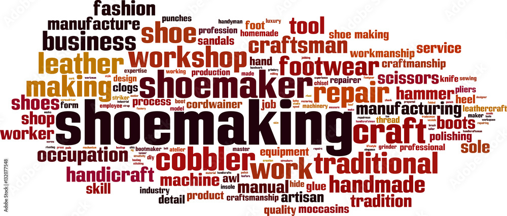 Shoemaking word cloud concept. Vector illustration