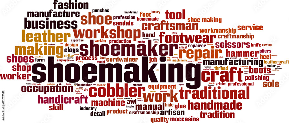 Obraz premium Shoemaking word cloud concept. Vector illustration