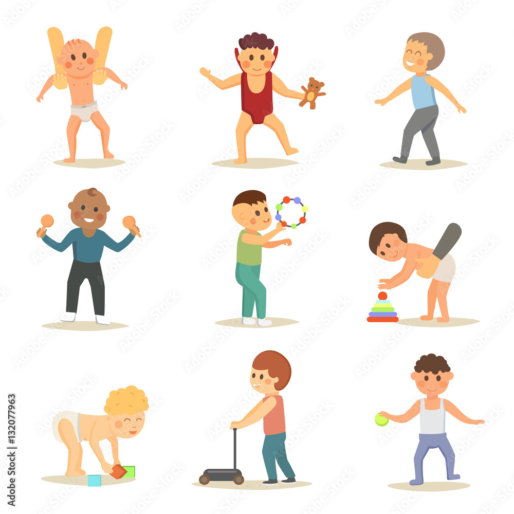 Baby kids playing vector illustration. Baby kids playing vector illustration.