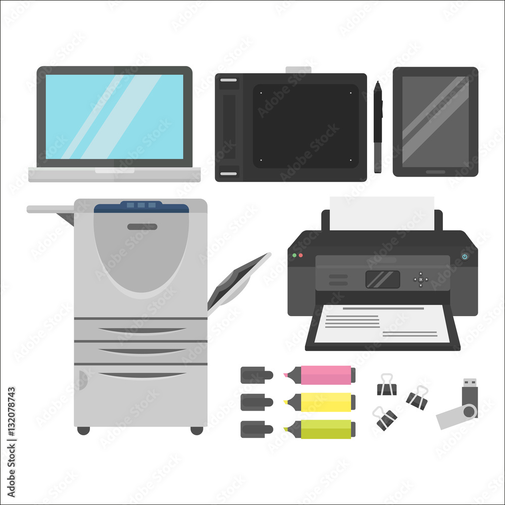 Computer office equipment vector Computer office equipment vector
