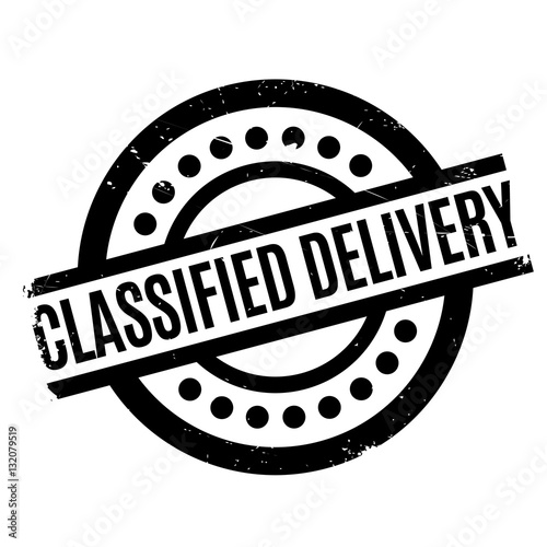 Classified Delivery rubber stamp. Grunge design with dust scratches. Effects can be easily removed for a clean, crisp look. Color is easily changed.
