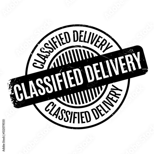 Classified Delivery rubber stamp. Grunge design with dust scratches. Effects can be easily removed for a clean, crisp look. Color is easily changed.