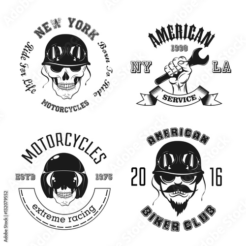 Motorcycle Set. Vector Iluustration
