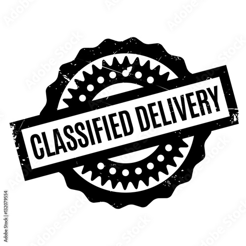 Classified Delivery rubber stamp. Grunge design with dust scratches. Effects can be easily removed for a clean, crisp look. Color is easily changed.
