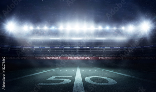 Fototapeta stadion piłkarski 3D w światła w nocy renderowania