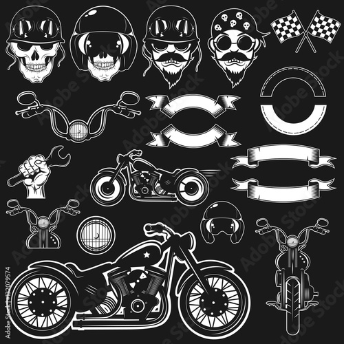 Motorcycle Set. Vector Iluustration