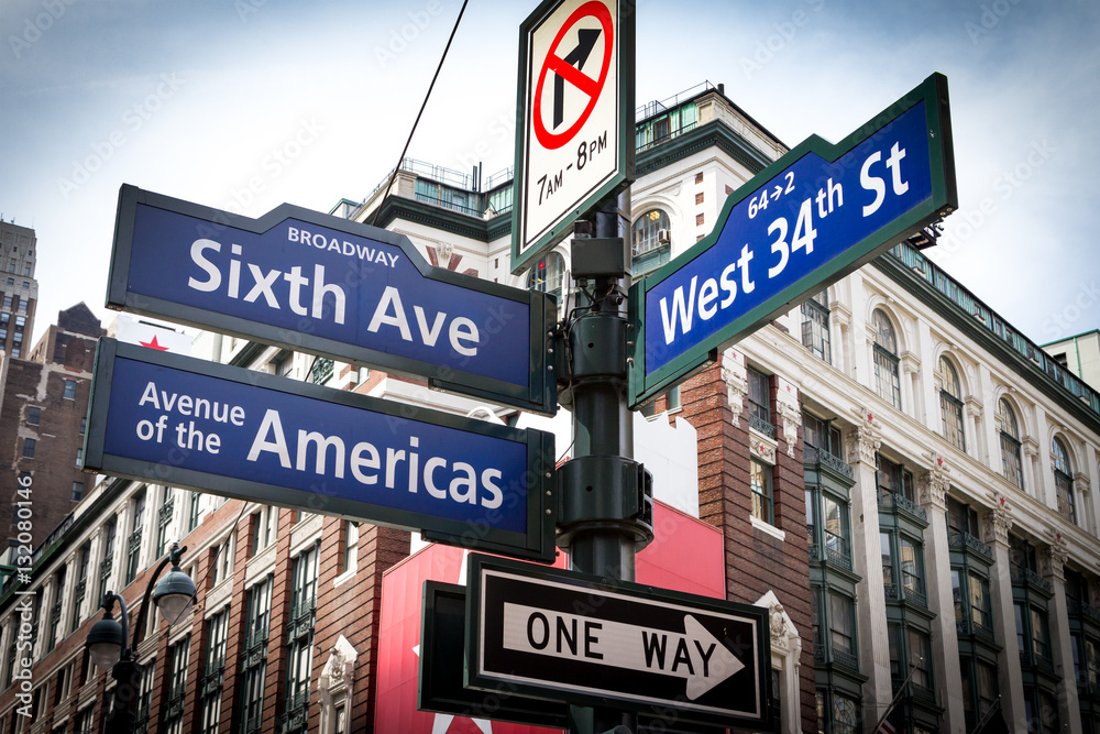 NYC Street Signs Intersection in Manhattan, New York City