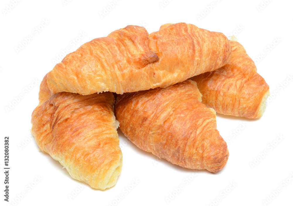 Fresh and tasty croissant on the white background