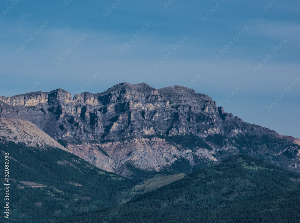 Mountains in the Rockies in the summer covered in green tress
