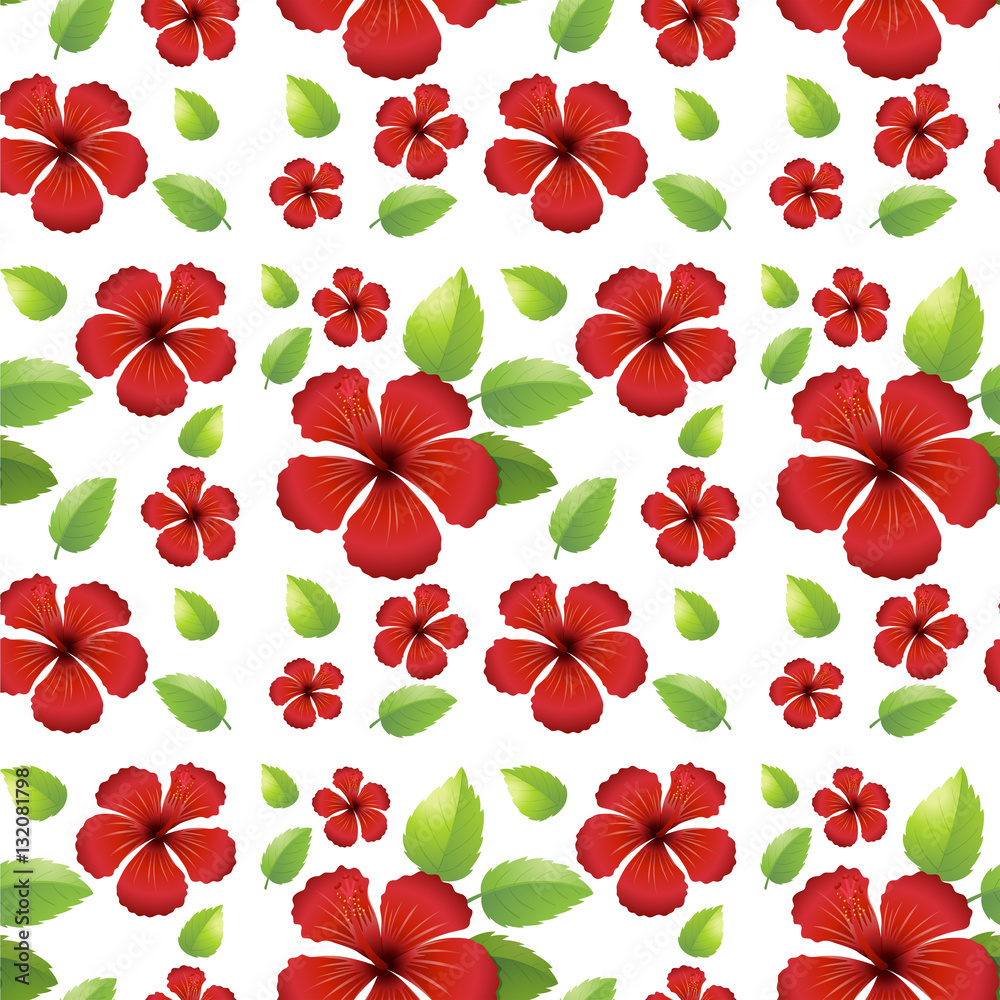 Seamless background design with red flowers