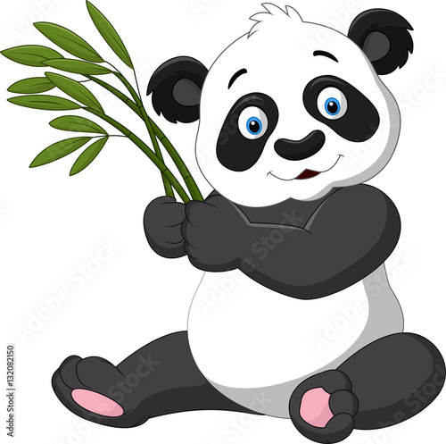 Fototapeta Naklejka Na Ścianę i Meble -  Cute panda holding bamboo

