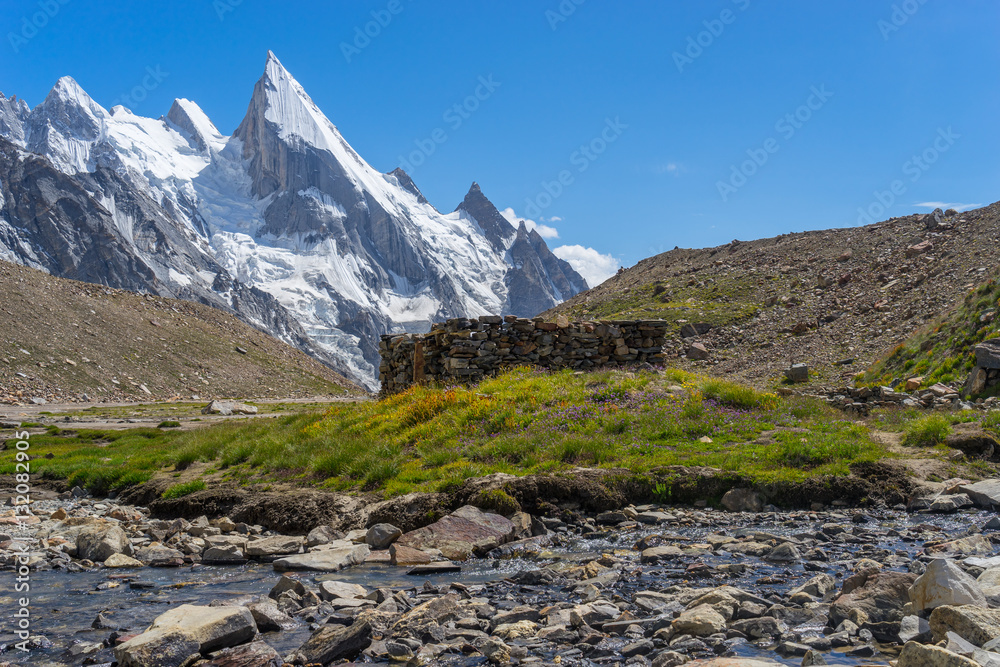 Fototapeta premium Laila peak view from Khuspang camp, K2 trek, Pakistan