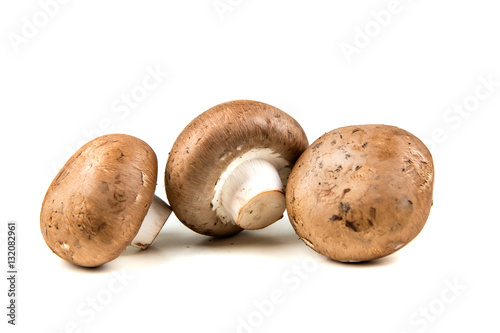 Fresh white mushrooms isolated on a white background