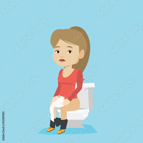 Man suffering from diarrhea or constipation.