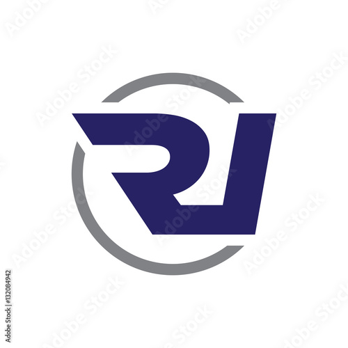 initial letter logo with circle blue grey color