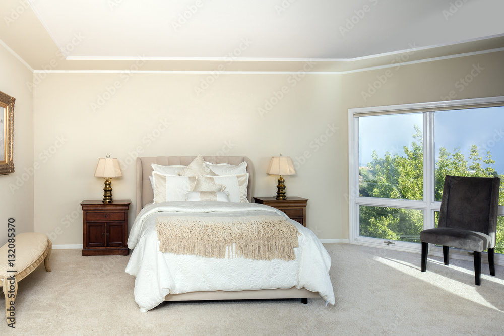Traditional Bedroom interior in beige Traditional Bedroom interior in beige