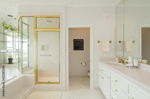 Bathroom with Gold appliances