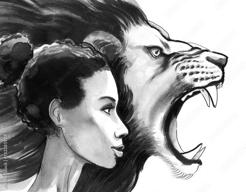 Fototapeta premium Beauty and lion