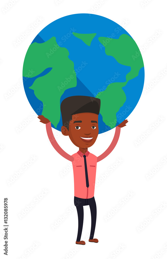 Businessman holding globe vector illustration. Businessman holding globe vector illustration.