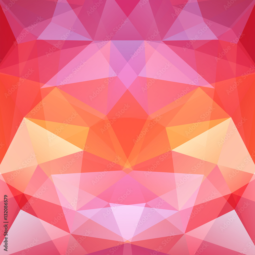 Polygonal vector background. Can be used in cover design, book design, website background. Vector illustration. Pink, orange colors