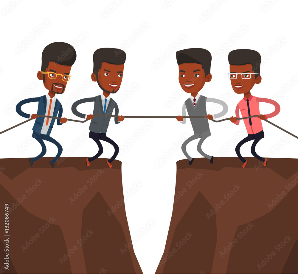 Two groups of business people pulling rope. Stock Vector | Adobe Stock