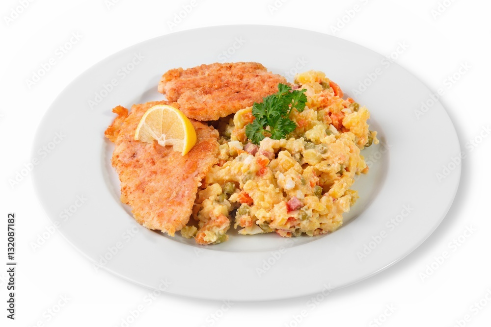 potato salad and schnitzel potato salad and schnitzel