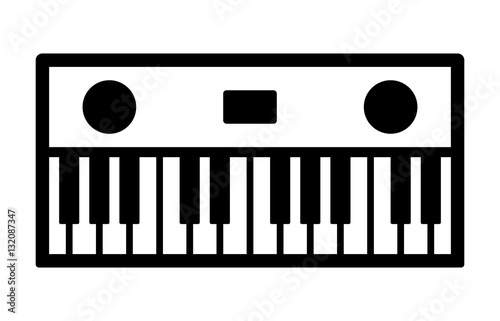 Electronic keyboard or digital keyboard with speakers line art icon for apps and websites