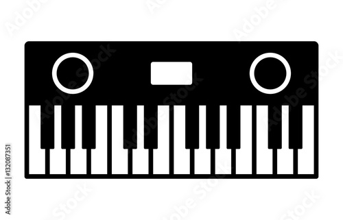 Electronic keyboard or digital keyboard with speakers flat icon for apps and websites