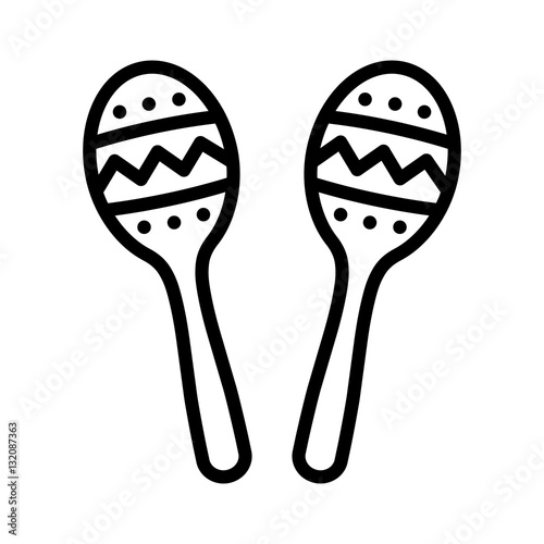 Maracas, rumba shakers or shac-shacs musical instrument line art icon for music apps and websites photo