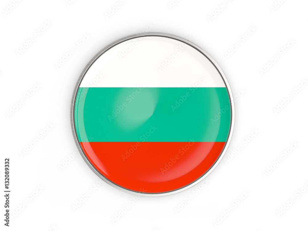 Flag of bulgaria, round icon with metal frame Flag of bulgaria, round icon with metal frame