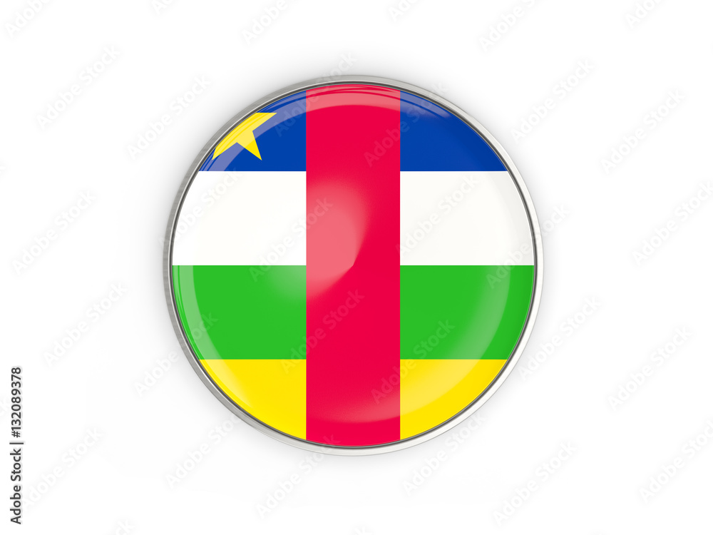 Fototapeta premium Flag of central african republic, round icon with metal frame