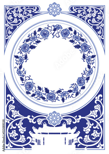 Photography Vector blue and white Chinese decorative frame