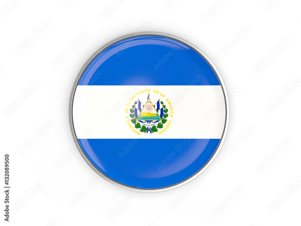 Flag of el salvador, round icon with metal frame Flag of el salvador, round icon with metal frame