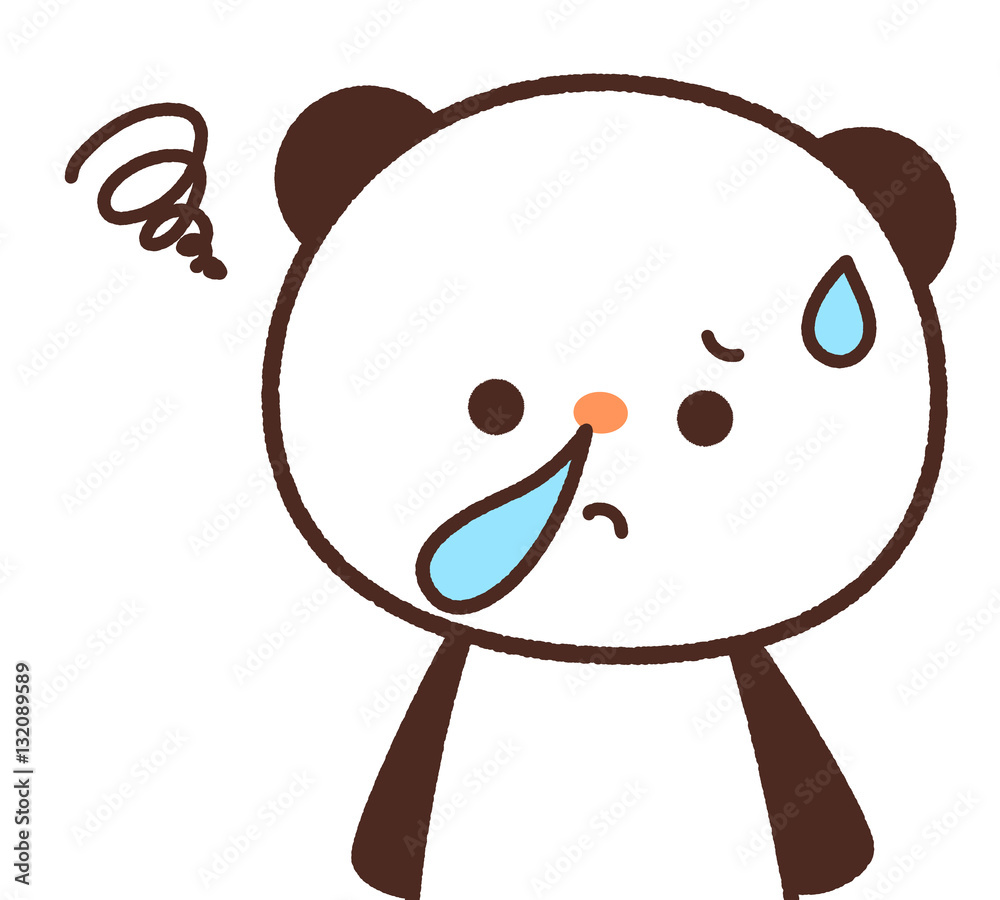 かわいいパンダのキャラクター 鼻水が出るイメージ 白背景 ベクター 花粉症 Stock Vector Adobe Stock