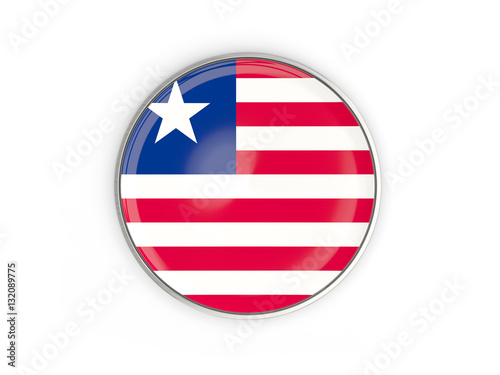 Free Download Flag of liberia, round icon with metal frame - GFXLoad