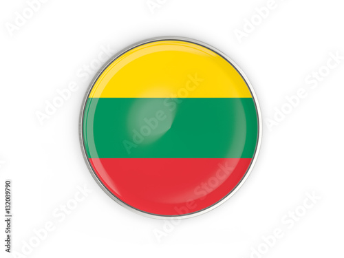 Free Download Flag of lithuania, round icon with metal frame - GFXLoad