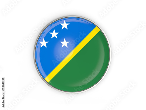 Free Download Flag of solomon islands, round icon with metal frame - GFXLoad