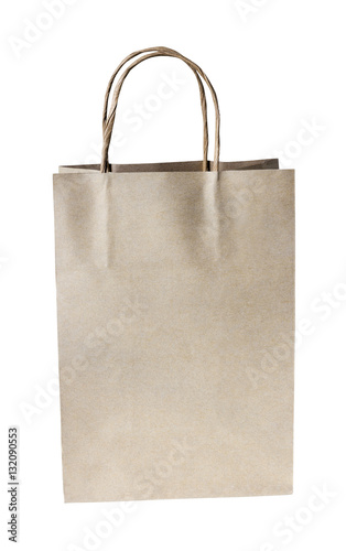 Paper brown shopping bag isolated on white background with clipp