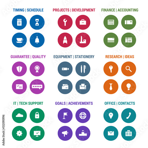 Icons set of corporative area. Color 3.