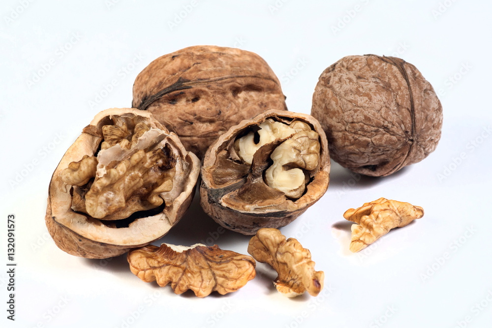 walnuts on white