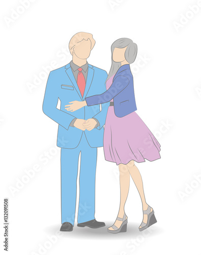 Man and woman are embracing. vector illustration.