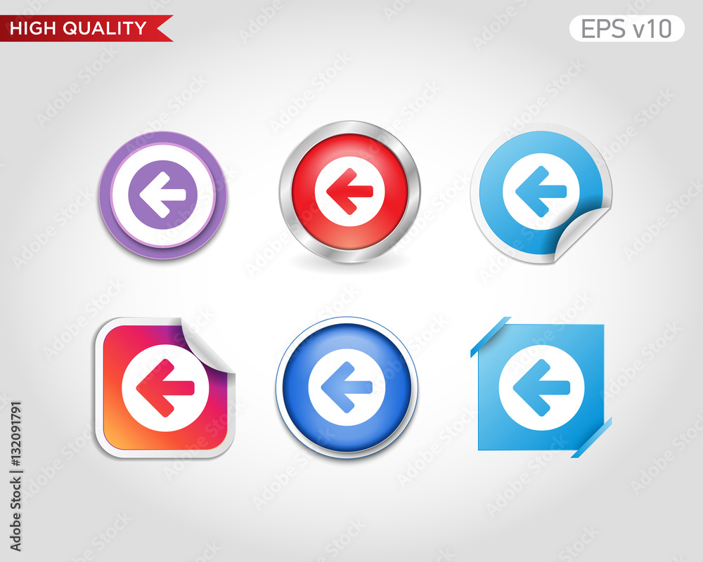 Colored icon of left arrow with background Colored icon of left arrow with background