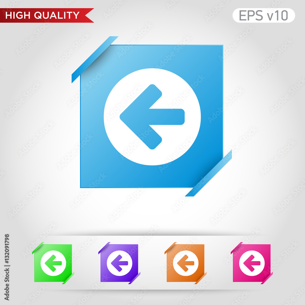 Colored icon of left arrow with background Colored icon of left arrow with background