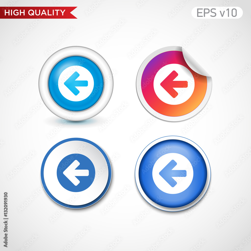 Colored icon of left arrow with background Colored icon of left arrow with background
