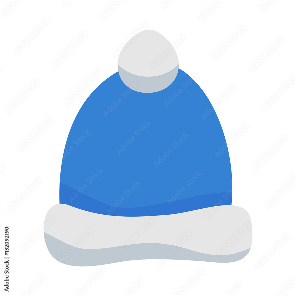 Blue Santa Claus Hat isolated on white background. Winter Merry christmas and new year celebration vector illustration. Blue Santa Claus Hat isolated on white background. Winter Merry christmas and new year celebration vector illustration.