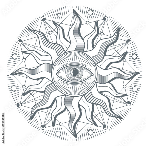 Фотография All seeing eye illuminati new world order vector freemasonry sign