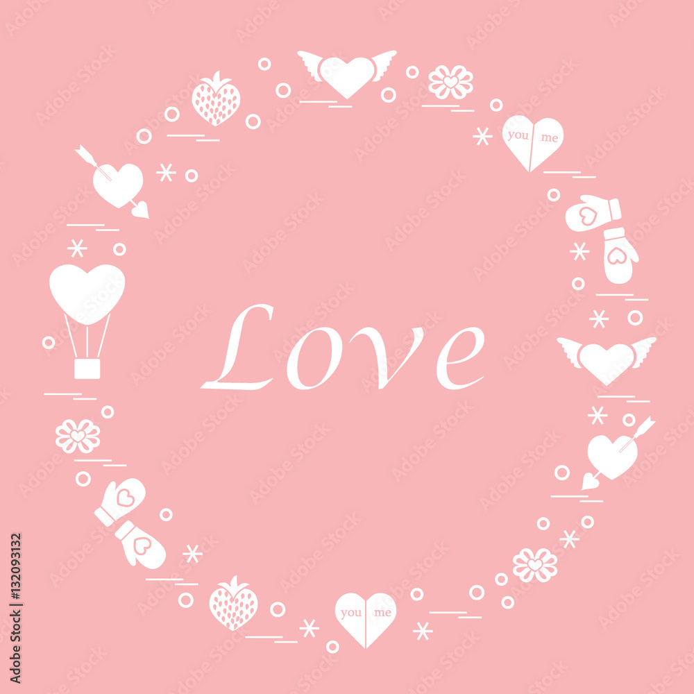 Cute vector illustration with different romantic symbols arrange Cute vector illustration with different romantic symbols arrange